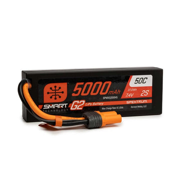 Spektrum SPMX52S50H5 5000mAh 2S 7.4V 50c Smart G2 Hard Case LiPo Battery with IC5 Connector